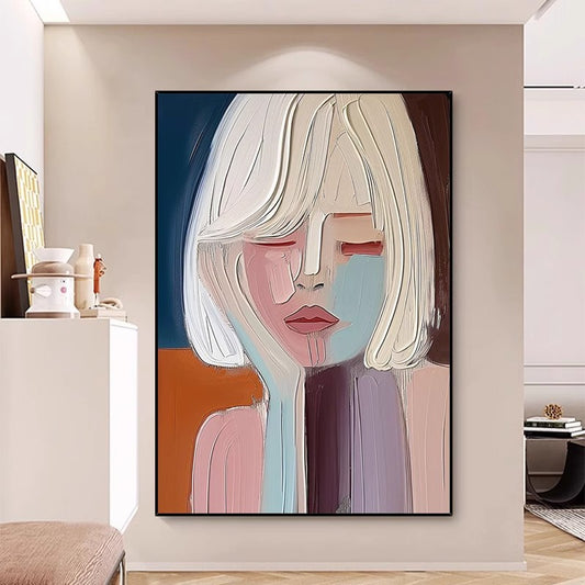 Gesso Texture Girl Painting